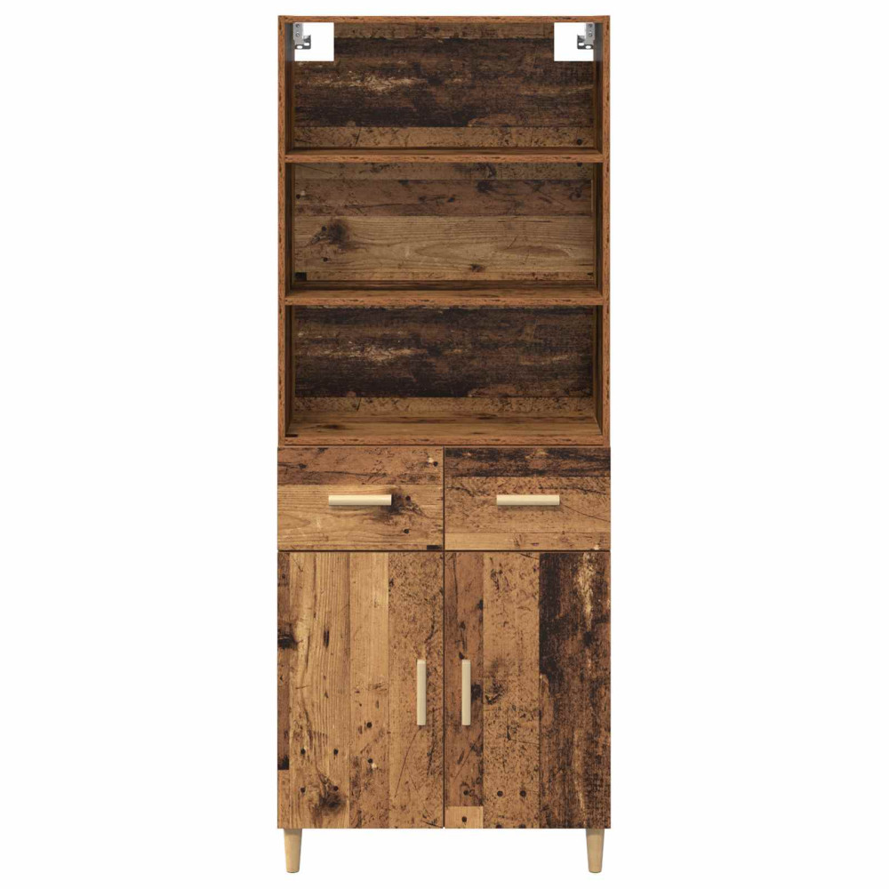 Produktbild för Skåp med låda Gammalt trä 69,5 x 32,5 x 180 cm Konstruerat trä