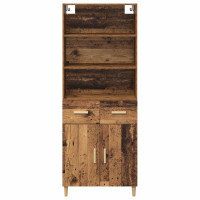 Produktbild för Skåp med låda Gammalt trä 69,5 x 32,5 x 180 cm Konstruerat trä