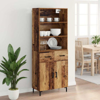 Produktbild för Skåp med låda Gammalt trä 69,5 x 34 x 180 cm Konstruerat trä