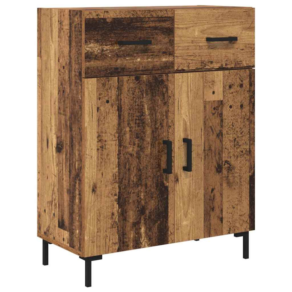 Produktbild för Skåp med låda Gammalt trä 69,5 x 34 x 180 cm Konstruerat trä