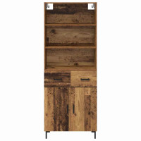 Produktbild för Skåp med låda Gammalt trä 69,5 x 34 x 180 cm Konstruerat trä