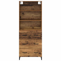 Produktbild för Skåp med låda Gammalt trä 69,5 x 34 x 180 cm Konstruerat trä