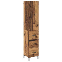 Produktbild för Skåp med låda Gammalt trä 69,5 x 34 x 180 cm Konstruerat trä