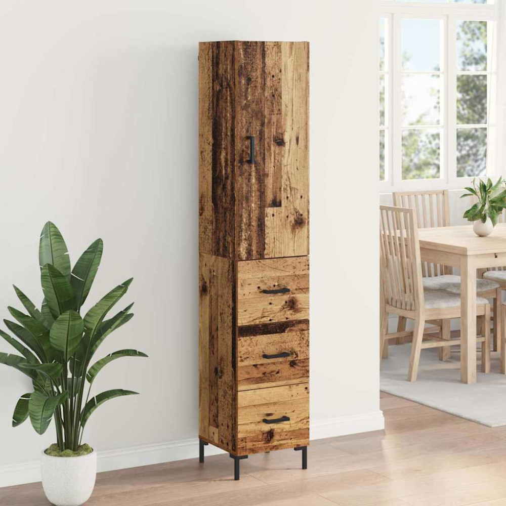 Produktbild för Skåp med låda Gammalt trä 69,5 x 34 x 180 cm Konstruerat trä