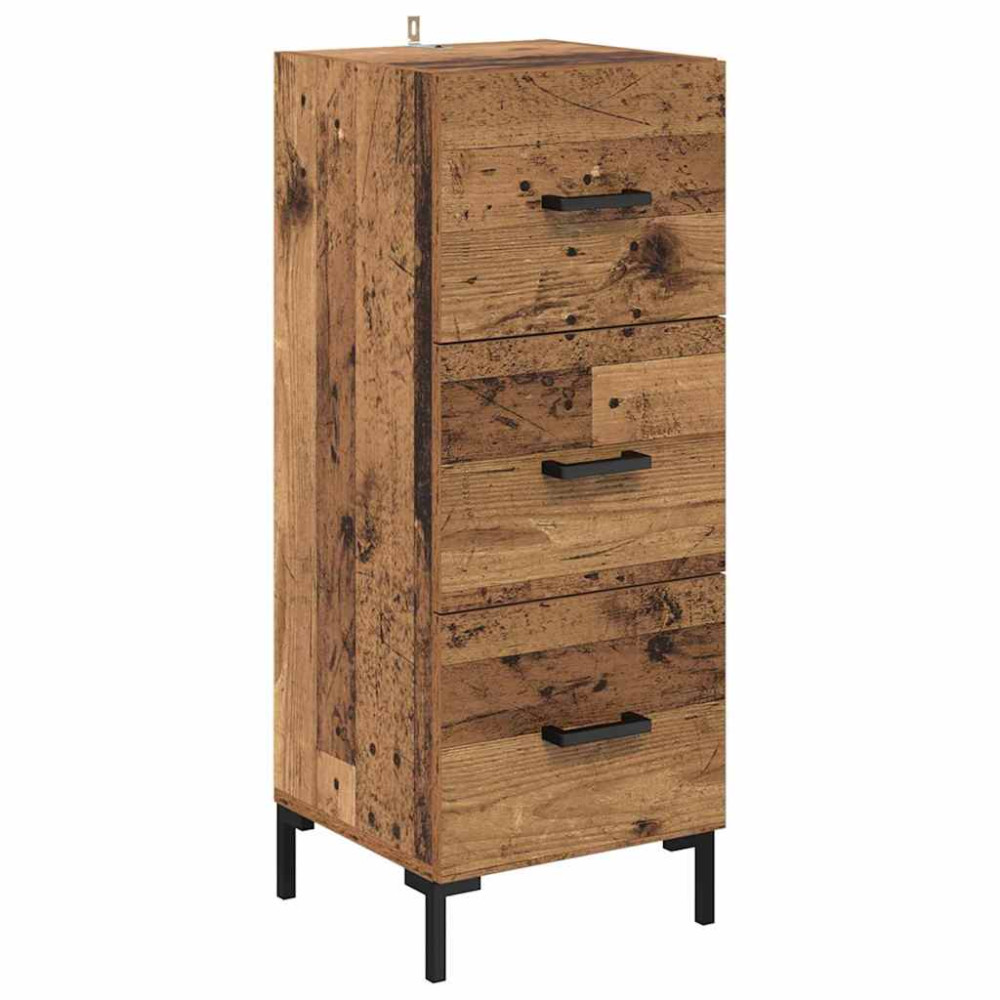 Produktbild för Skåp med låda Gammalt trä 69,5 x 34 x 180 cm Konstruerat trä