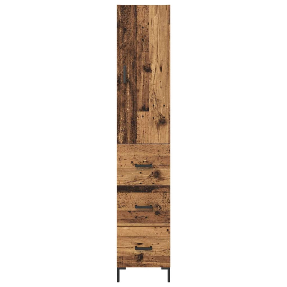 Produktbild för Skåp med låda Gammalt trä 69,5 x 34 x 180 cm Konstruerat trä