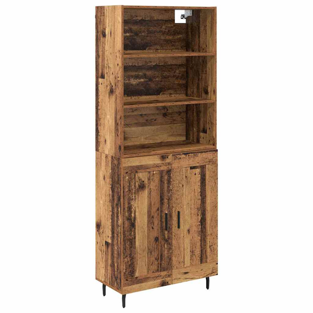 Produktbild för Skåp Gammalt trä 69,5 x 34 x 180 cm Konstruerat trä och glas