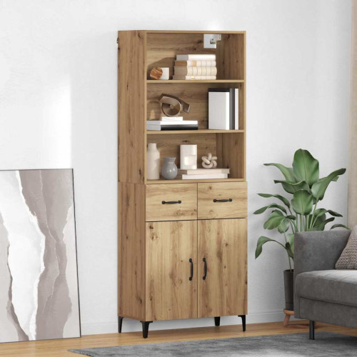 vidaXL Skåp med låda Artisan Ek 69,5 x 34 x 180 cm Konstruerat trä - Skänkar & Serveringsbord