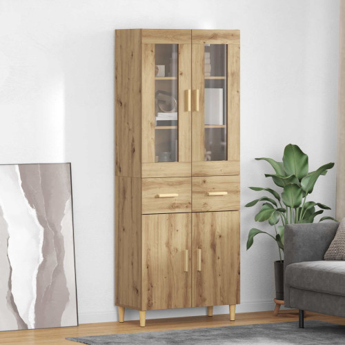 vidaXL Skåp med låda Artisan Ek 69,5 x 34 x 180 cm Konstruerat trä