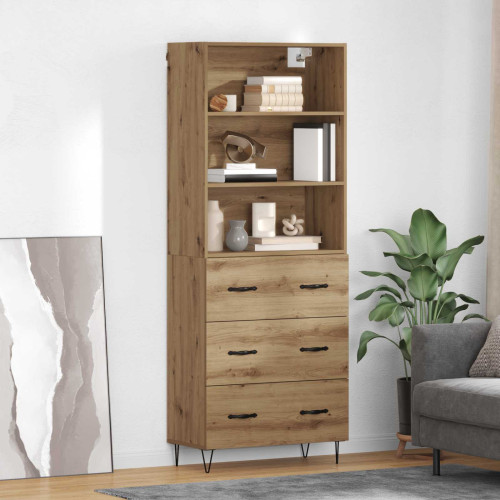 vidaXL Skåp med låda 2 pcs Artisan Ek Konstruerat trä