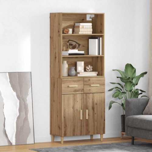 vidaXL Skåp med låda Artisan Ek 69,5 x 34 x 180 cm Konstruerat trä