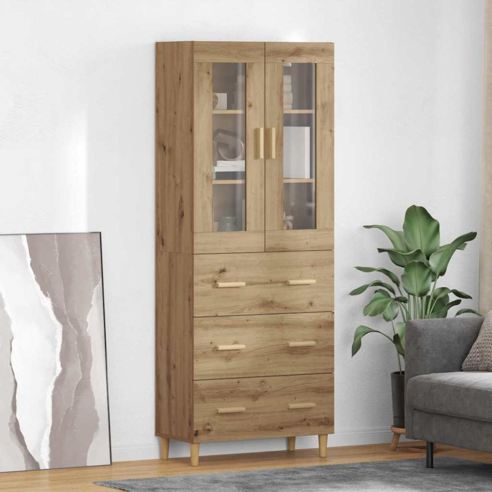 Produktbild för Skåp Artisan Ek 69,5 x 34 x 180 cm Konstruerat trä och glas