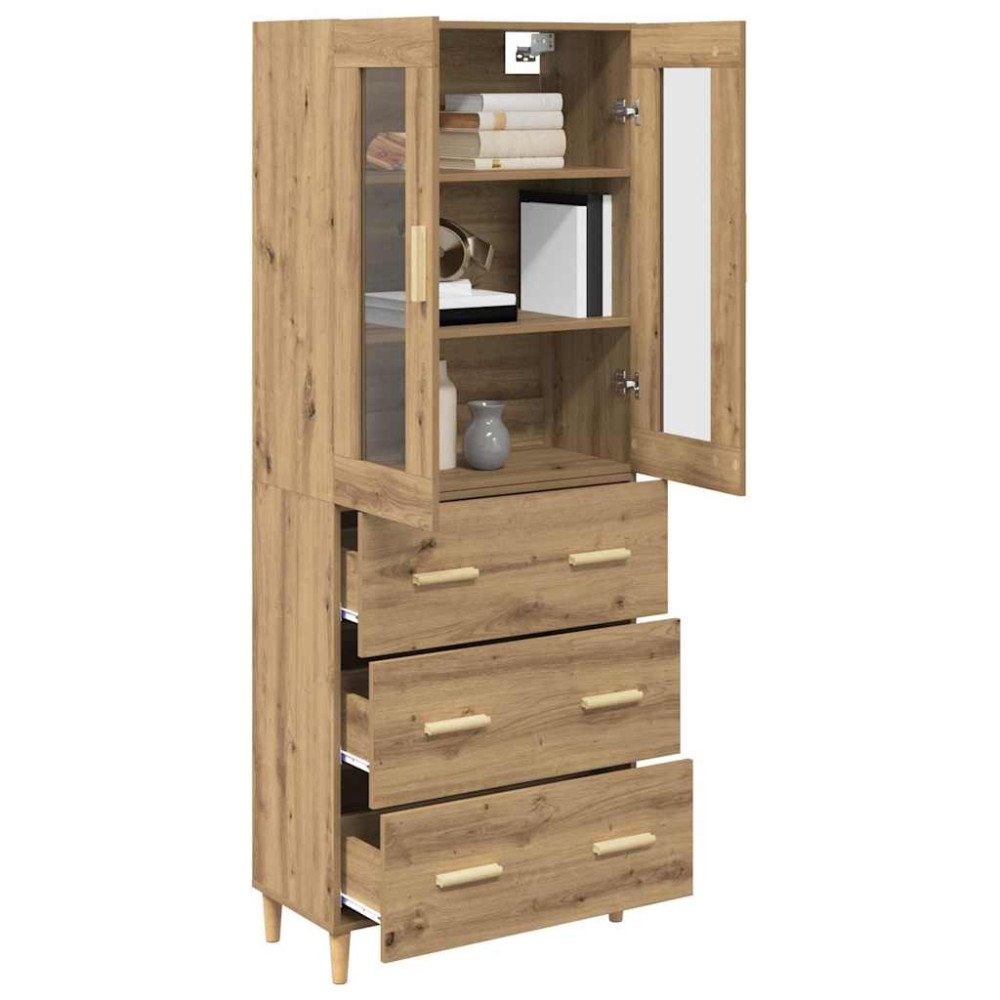 Produktbild för Skåp Artisan Ek 69,5 x 34 x 180 cm Konstruerat trä och glas