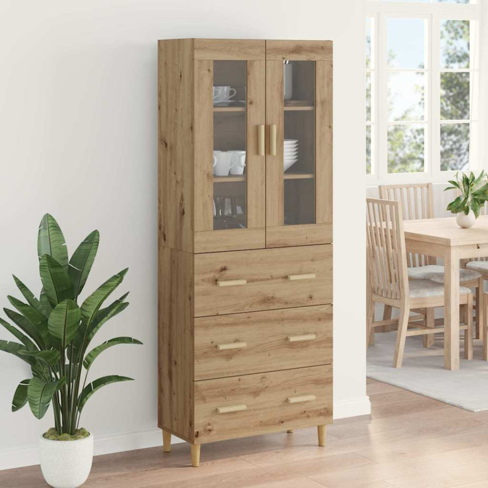 Produktbild för Skåp Artisan Ek 69,5 x 34 x 180 cm Konstruerat trä och glas