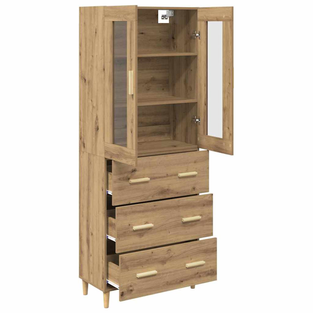 Produktbild för Skåp Artisan Ek 69,5 x 34 x 180 cm Konstruerat trä och glas