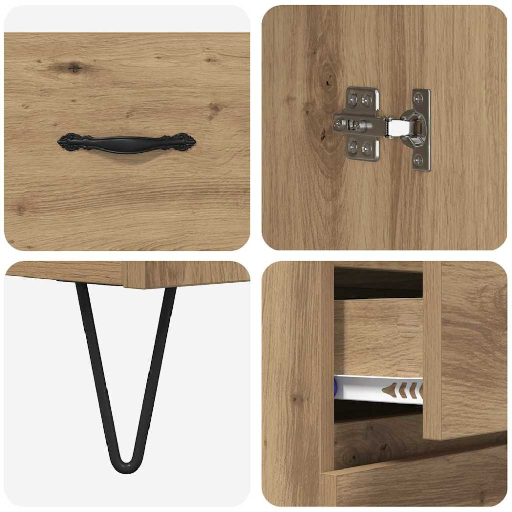 Produktbild för Skåp med låda 2 pcs Artisan Ek Konstruerat trä och glas