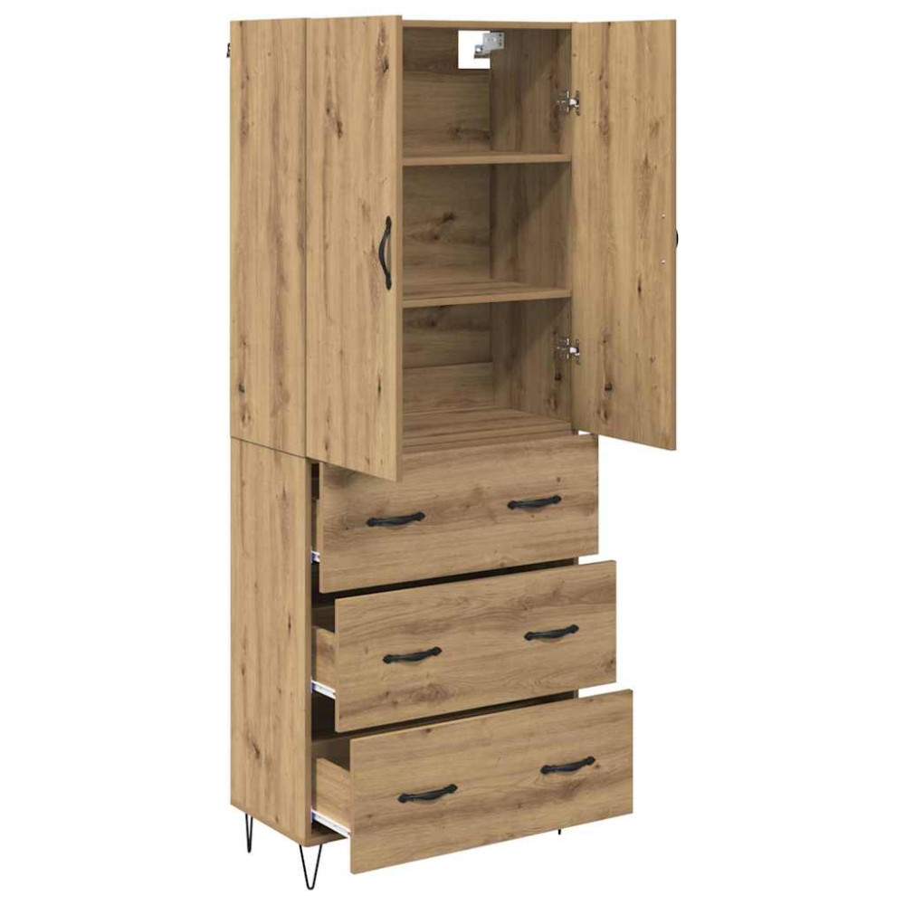 Produktbild för Skåp med låda 2 pcs Artisan Ek Konstruerat trä och glas