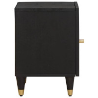 Produktbild för Sängbord med Dörr 2 pcs Svart 40 x 33 x 46 cm Massivt mangoträ