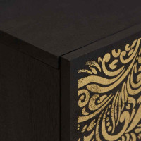 Produktbild för Sängbord med Dörr 2 pcs Svart 40 x 33 x 46 cm Massivt mangoträ