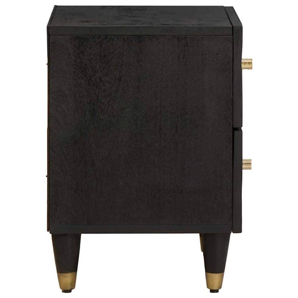 Produktbild för Nattduksbord 2 pcs Svart 40 x 33 x 46 cm Massivt mangoträ