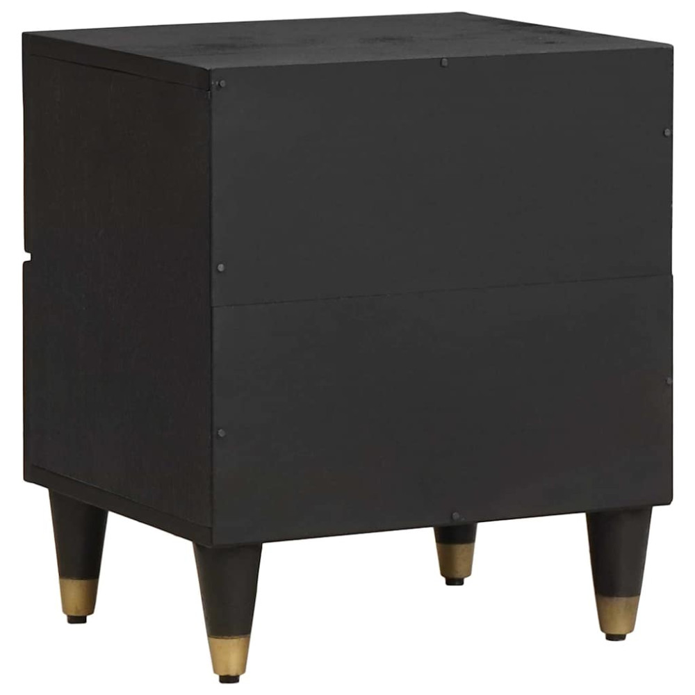 Produktbild för Nattduksbord 2 pcs Svart 40 x 33 x 46 cm Massivt mangoträ