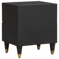 Produktbild för Nattduksbord 2 pcs Svart 40 x 33 x 46 cm Massivt mangoträ