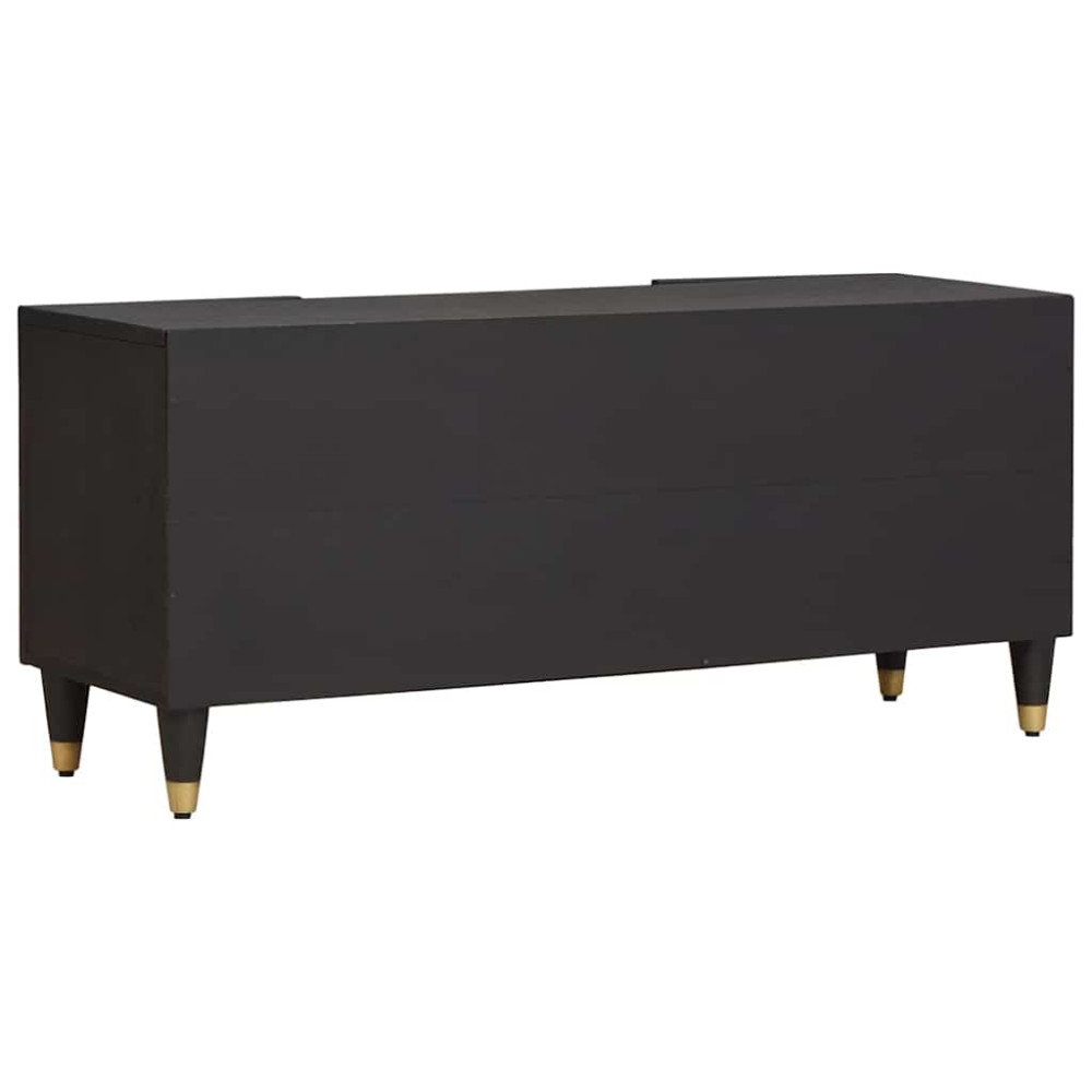 Produktbild för TV-skåp med hylla Svart 105 x 33 x 46 cm Massivt mangoträ