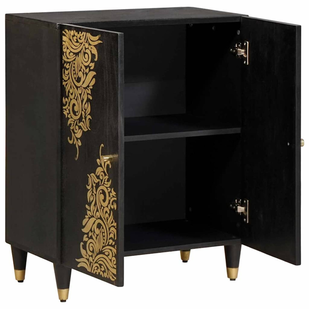 Produktbild för Sideboard Svart 60 x 33 x 75 cm Massivt mangoträ
