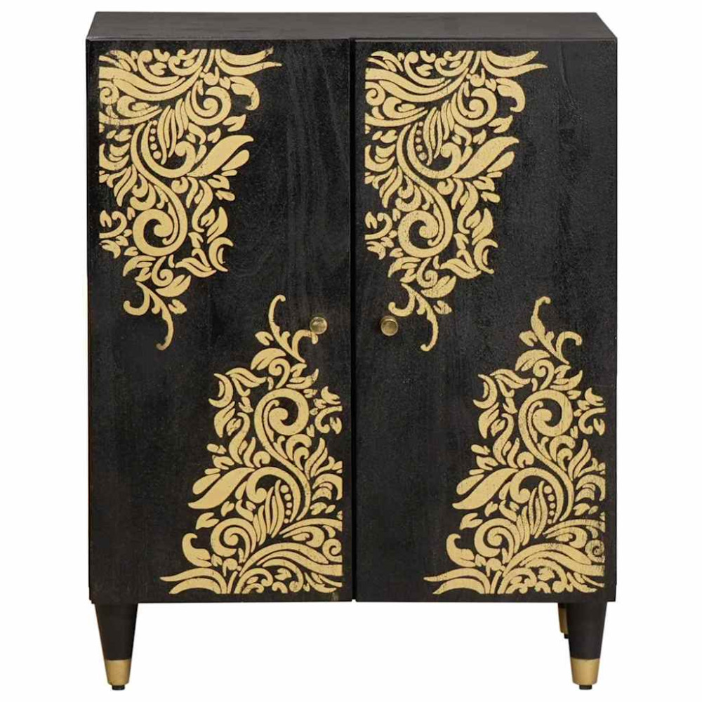 Produktbild för Sideboard Svart 60 x 33 x 75 cm Massivt mangoträ