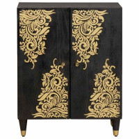 Produktbild för Sideboard Svart 60 x 33 x 75 cm Massivt mangoträ