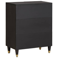 Produktbild för Sideboard Svart 60 x 33 x 75 cm Massivt mangoträ