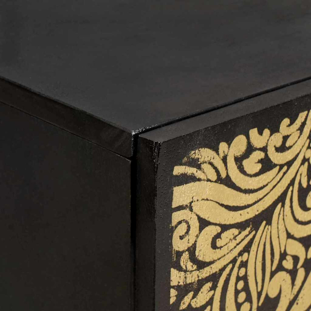 Produktbild för Sideboard Svart 60 x 33 x 75 cm Massivt mangoträ