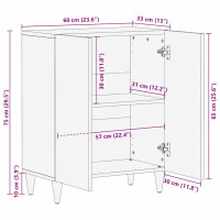 Produktbild för Sideboard Svart 60 x 33 x 75 cm Massivt mangoträ
