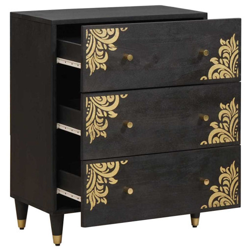 vidaXL Sideboard Svart 60 x 33 x 75 cm Massivt mangoträ