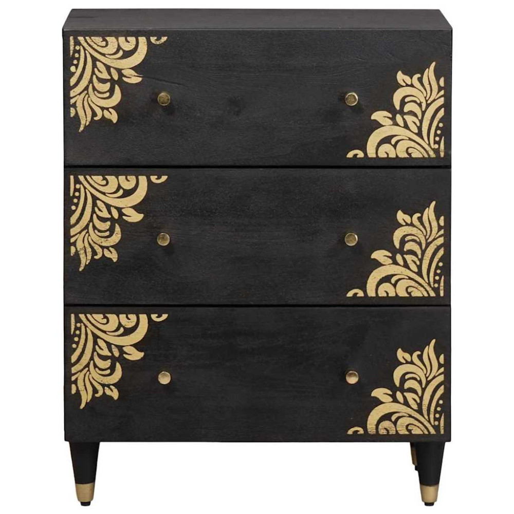 Produktbild för Sideboard Svart 60 x 33 x 75 cm Massivt mangoträ