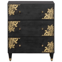 Produktbild för Sideboard Svart 60 x 33 x 75 cm Massivt mangoträ