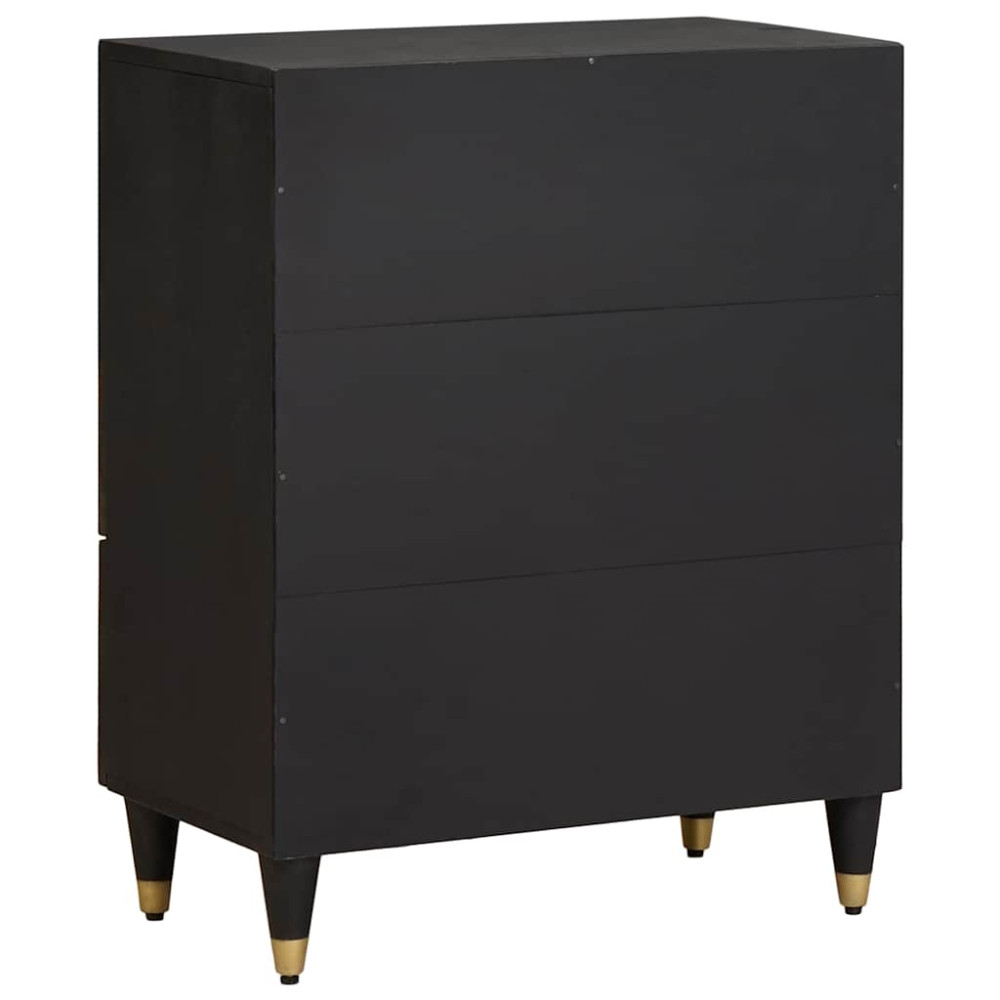 Produktbild för Sideboard Svart 60 x 33 x 75 cm Massivt mangoträ