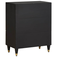 Produktbild för Sideboard Svart 60 x 33 x 75 cm Massivt mangoträ