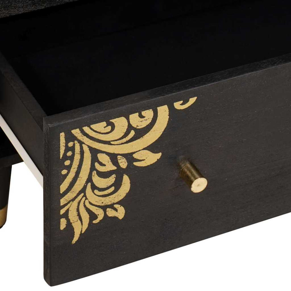 Produktbild för Sideboard Svart 60 x 33 x 75 cm Massivt mangoträ