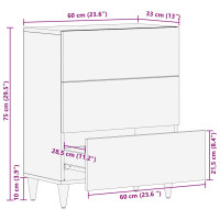 Produktbild för Sideboard Svart 60 x 33 x 75 cm Massivt mangoträ