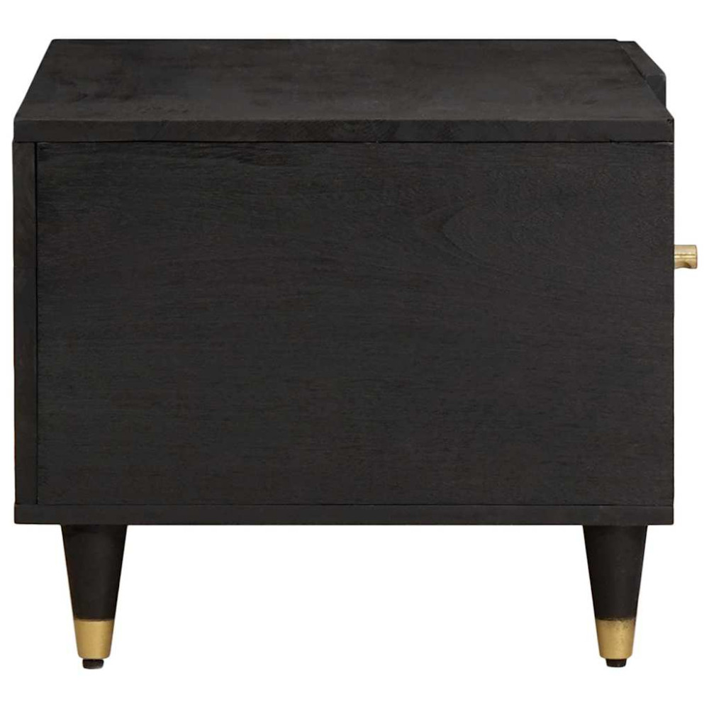 Produktbild för Kaffeebord Svart 80 x 50 x 40 cm Massivt mangoträ