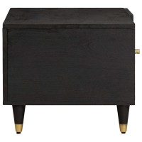 Produktbild för Kaffeebord Svart 80 x 50 x 40 cm Massivt mangoträ