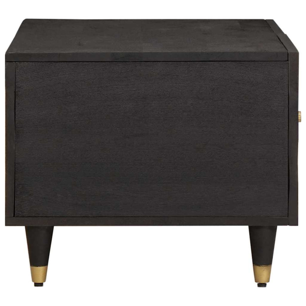 Produktbild för Kaffeebord Svart 80 x 50 x 40 cm Massivt mangoträ