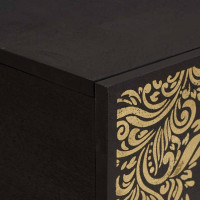 Produktbild för Kaffeebord Svart 80 x 50 x 40 cm Massivt mangoträ