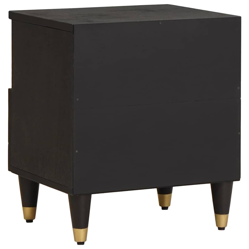 Produktbild för Nattduksbord 2 pcs Svart 40 x 33 x 46 cm Massivt mangoträ