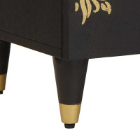 Produktbild för Nattduksbord 2 pcs Svart 40 x 33 x 46 cm Massivt mangoträ