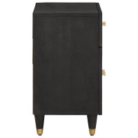 Produktbild för Sängbord med Dörr Svart 50 x 33 x 60 cm Massivt mangoträ