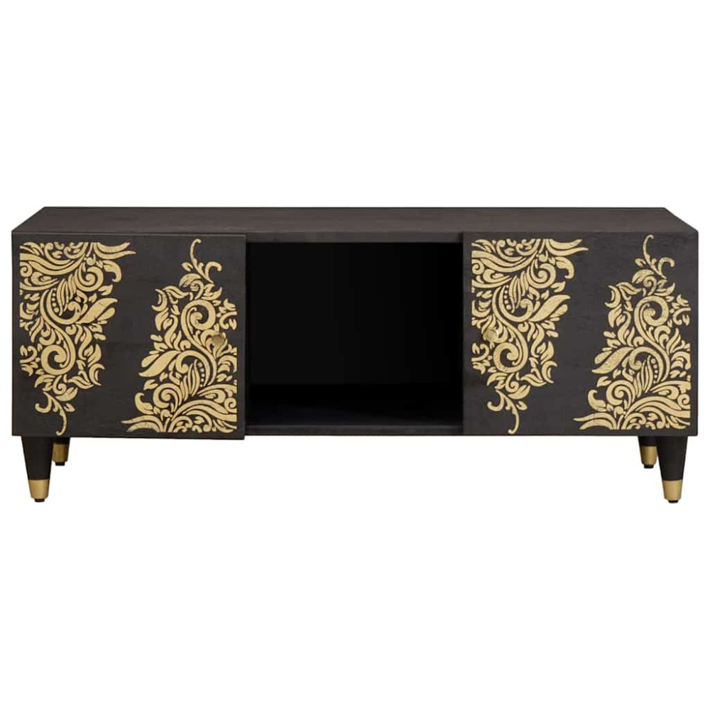 Produktbild för Kaffeebord Svart 100 x 54 x 40 cm Massivt mangoträ