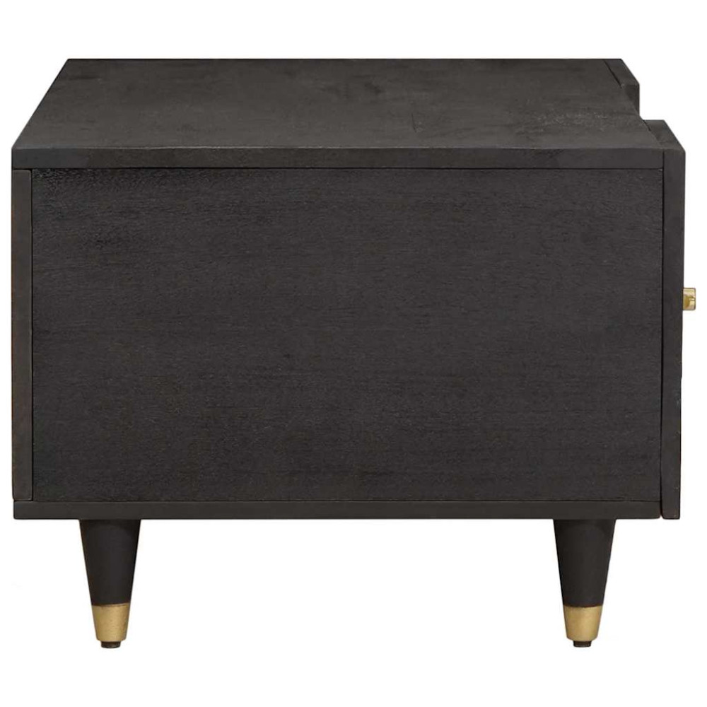 Produktbild för Kaffeebord Svart 100 x 54 x 40 cm Massivt mangoträ