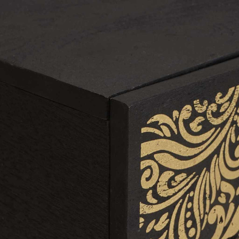 Produktbild för Kaffeebord Svart 100 x 54 x 40 cm Massivt mangoträ